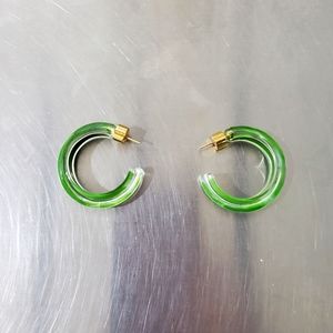 NEW Alison Lou Small Jelly Hoops - Dark Green